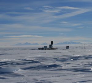 photo courtesy of British Antarctic Survey, Lake Ellsworth Drilling site with Ellsworth Mountains in the background