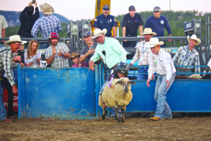 6 year old Kelsey Ladd competed in the Mutton Bustin’ competition on Friday night, and took home the winning title for the second year running. 