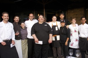 The chefs bask in the evening sun after the event.