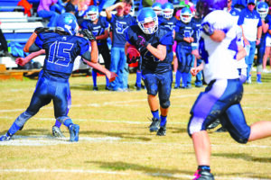 LPHS senior Chase Samuels charges for yards during the team’s offensive explosion in Big Sky.