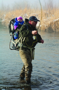 Pat Straub fishes the Gallatin River with his daughter Adela, near their home in Gallatin Gateway. PHOTO BY THOMAS LEE