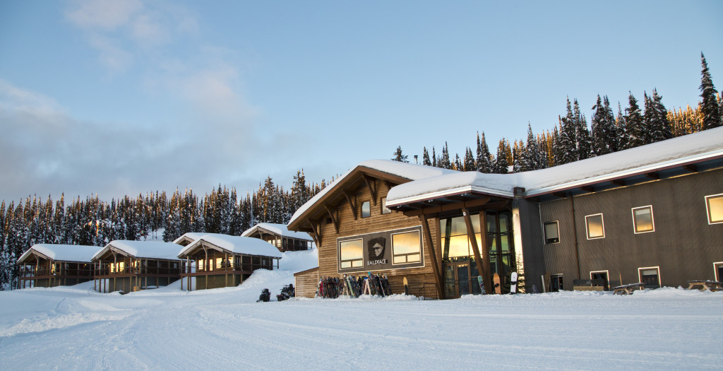 The lodge illuminated and wearing a fresh coat of Canadian powder OUTLAW PARTNERS PHOTO