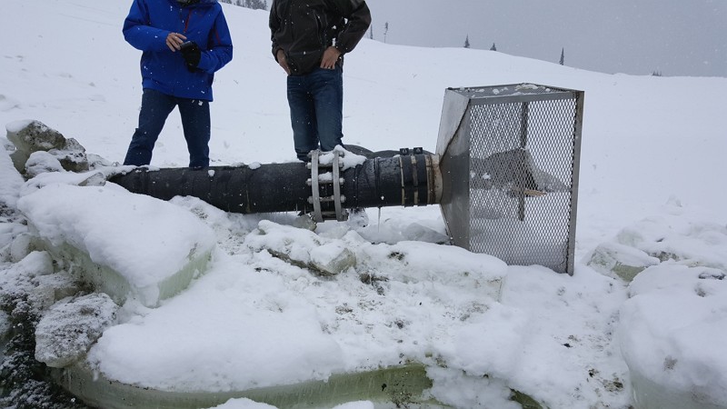 The damaged screen that was found at the bottom of the pond. PHOTOS COURTESY BIG SKY WATER AND SEWER DISTRICT