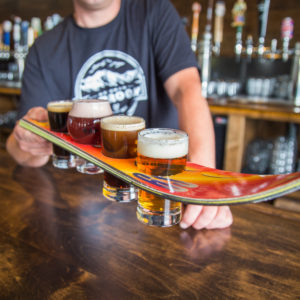 The 5-ounce pours in the sample ski is the best way to try a variety of the available beers. 