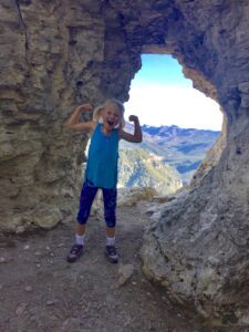 Olive Wolfe at the top of Castle Rock Peak Trail, the 6-year-old’s first big hike and summit. PHOTO BY CIARA WOLFE 