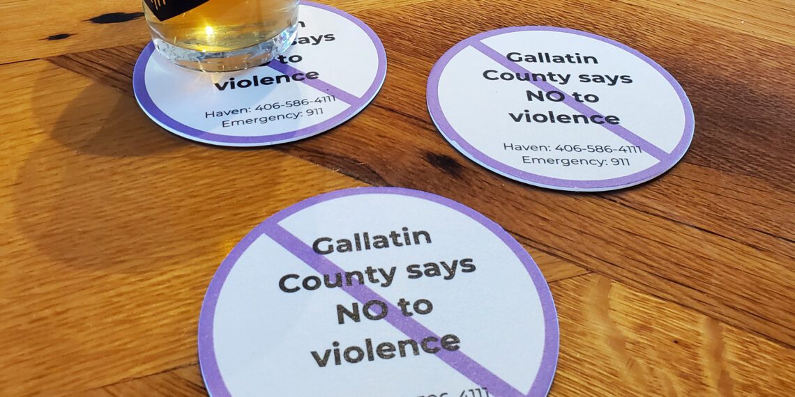 Six-word message appears in bars for domestic violence awareness