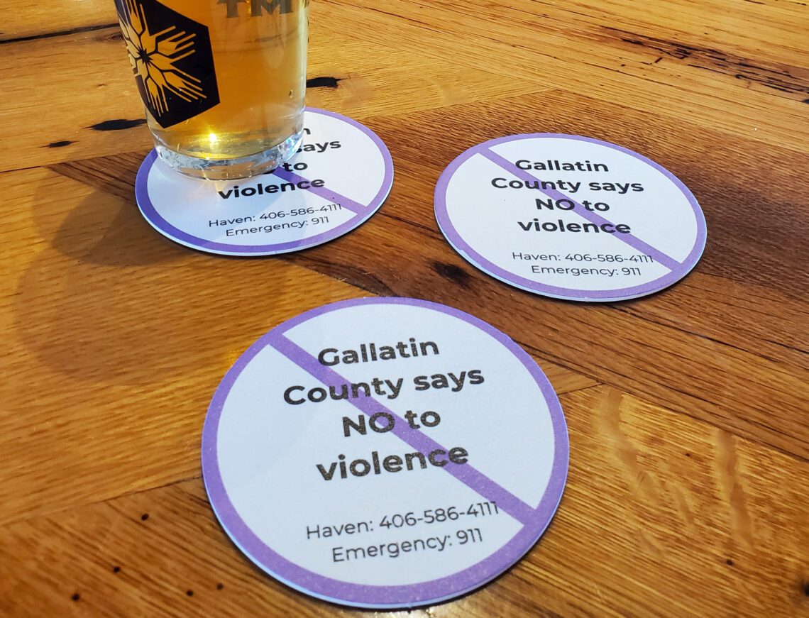 Six-word message appears in bars for domestic violence awareness