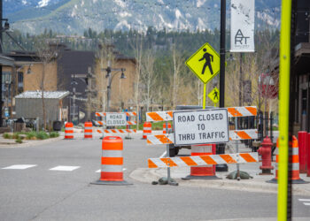 The middle section of Town Center Avenue is closed temporarily. PHOTO BY JACK REANEY
