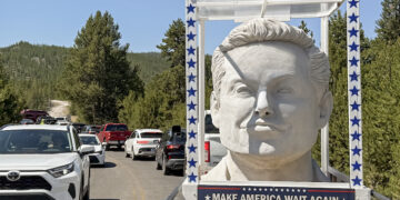 Giant Elon Musk head visits Yellowstone; creator explains 