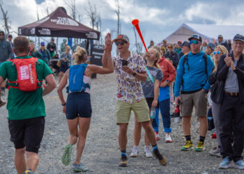 Family and friends uplift their competitors at the Swift Current aid station. PHOTO BY JACK REANEY