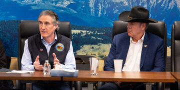 Secretary of the Interior Doug Burgum, Rep. Ryan Zinke meet with conservation leaders in Bozeman