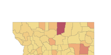 Choropleth map of Oklahoma counties showing ballot percentage received by county, color-coded from pale yellow (low) to dark red (higher), legend reads 0.00% to 1.45%.