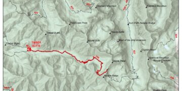 Official map showing Storm Castle Creek Trail Closure (#185) in Custer Gallatin National Forest, with the closed red-dotted route near Timber Butte and Hyalite Ridge.